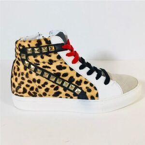 Steve Madden | Tracey Animal Print High Top Studded Lace Up Sneakers shoes 7